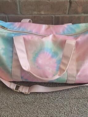 Stoney Clover Lane x Target Duffle Bag Tie Dye Pastel with Pink Straps